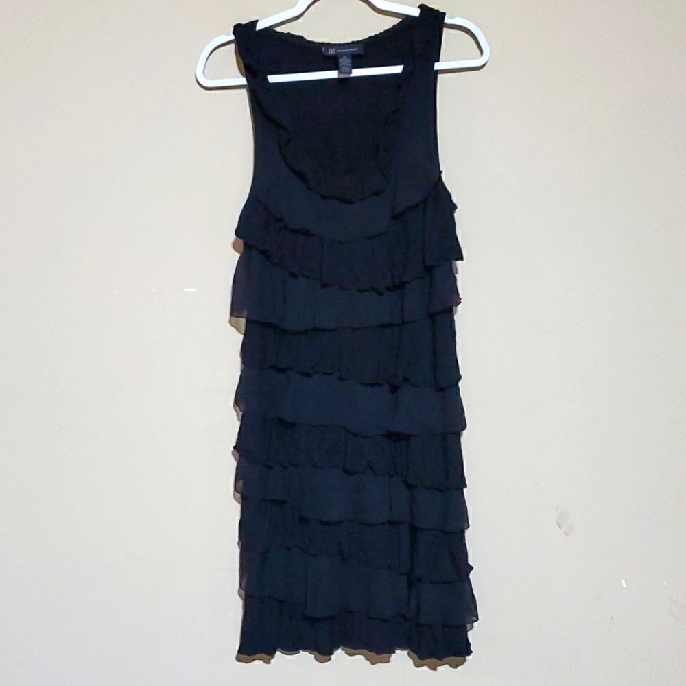 INC Black Ruffled Tiered Dress - Size Large